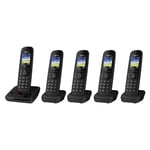 Panasonic KX-TGH725EB Cordless Telephone 5 Handsets Call Block Answering Machine