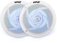 Pyle Paire d'enceintes Marines – 16,4 cm – Système Audio stéréo extérieur étanche et résistant aux intempéries avec lumières LED, Puissance de 180 W et Profil Bas – 1 Paire – PLMRS53WL