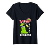 Womens Rugrats Iconic Famous Reptar Attack Retro Kanji Chest Poster V-Neck T-Shirt