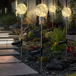 4er Set LED Solaire Boule Lumières Jardin Route Éclairage Cour Extérieur Fiche