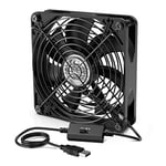 ELUTENG PC Ventilateur USB 140mm avec 3 Vitesses Réglables, Ventilateur Ordinateur PC USB 5V Compatible avec Ordinateur / PS4 / tv box/armoire av/routeur