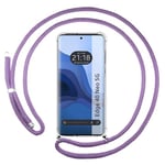 Tumundosmartphone Étui pendentif transparent pour Motorola Edge 40 Neo 5G avec cordon violet