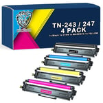 NEW Brother Printers TN-247 TN-243 CMYK Replacement Toner Cartridges 4-Pack