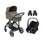 MAXI COSI Pebble Black Plaza Plus Twillic Truffle barnevogn inkl. bilbarnestol S Tonal og babyadapter Black