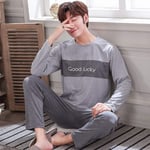 CIDCIJN Homme Pyjama Set,Pyjamas pour Hommes Homewear Pyjamas en Coton D’Automne Ensemble avec Pantalons Vêtements De Nuit Masculins Long Sleeve Cotton Home Clothes pour Hommes, Gris,L