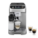 De'Longhi ECAM322.70.SB Magnifica Plus Automatic Coffee Machine with LatteCrema Hot, Bean to Cup Espresso Machine with 18 One-Touch Recipes, Full-Touch Control Panel, 1450W, Silver/Black