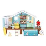 Bluey's Beach Cabin Playset, With Exclusive Bluey Figure With Goggles. Includes 10 Play Pieces and Sticker Sheet