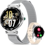 Montre Connectée Femme¿Appel Bluetooth,Montre Connectée Étanche Ip68 À Écran Tactile Amoled De 1,19 Po,100+ Mode Sport¿Spo2/Tensiomètre/Moniteur De Pouls/De Sommeil,Pour Ios/Android Argent