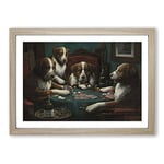 Big Box Art Cassius Marcellus Coolidge Dogs Playing Poker Framed Wall Art Picture Print Ready to Hang, Oak A2 (62 x 45 cm)