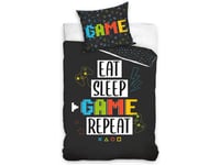 Eat, Sleep, Game, Repeat Gamer Sängkläder - 100 Procent Bomull