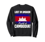 Lost In Angkor Found In Cambodia Flag Angkor Wat Travel Sweatshirt