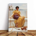 Big Box Art Canvas Print Wall Art John William Godward Idleness | Mounted and Stretched Box Frame Picture | Home Decor for Kitchen, Living, Dining Room, Bedroom, Hallway, Multi-Colour, 20x14 Inch