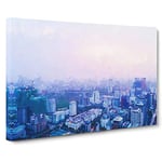 Big Box Art The Hanoi Skyline in Vietnam in Abstract Canvas Wall Art Framed Picture Print, 30 x 20 Inch (76 x 50 cm), Grey, Blue