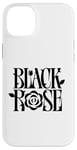 Coque pour iPhone 14 Plus Belle rose noire avec inscription en anglais « Minimalist »