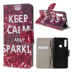 Huawei Wonderland P Smart Z kotelot - Quote Keep Calm and Sparkle Punainen