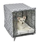 New World BCVR-30GYT Housse de caisse pour chien avec tissu protecteur en téflon, housse de caisse pour chien compatible avec les caisses New World et Midwest de 76,2 cm, motif design gris clair