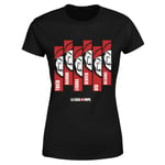 Money Heist Multi Mask Women's T-Shirt - Black - XXL - Black