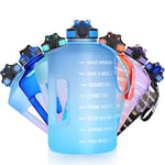 SLUXKE 3.78L/2.2L Water Bottle Motivational Sports Water Bottle with Time Marker, BPA Free, Leakproof, Resuable Large Fitness Water Jug for Gym, Training, Hiking, Travel, Office,School