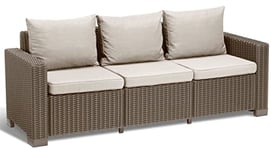 Allibert California 3er Gartensofa Canapé de Jardin, Plastique, Cappuccino, 199 x 68 x 72 cm