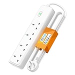 Smart Power Strip WiFi Plug - Smart Outlets Smart Extension Lead 1.8m with 4 AC Outlets, Compatible with Amazon Alexa, Google Assistant, Support Voice/APP Control, Surge Protecting, 13A 250V