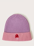 Monsoon Kids' Mushroom Colour Block Beanie Hat, Pink/Purple