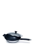 Non Stick Stainless Steel 2Pce Wok And Glass Lid Black Ken Hom