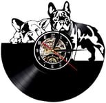 BANNAB Horloge Murale en Vinyle pour Chien Horloge Murale pour Chien de Compagnie Horloge Murale décorative créative Horloge Murale de Salon (Lampe colorée LED avec Prise UE) Horloge Murale