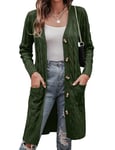 Aottori Gilet Long Femme Cardigan Manteau Veste Femme Chic et Elegant Automne Hiver Vêtements Vert armée XL