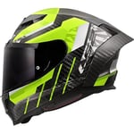 LS2 Dragon FF807. Motorcycle Helmet. Full Face. Full Carbon. Dark Visor, Pinlock and Carrying Bag Included. TRAX Gloss High Viz Yellow. M