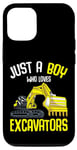 iPhone 15 Pro Just A Boy Who Loves Excavators Boys Kids Digger Case