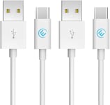 Cable USB Type C [2x1M] Charge Rapide 3A et Synchro - Cordon chargeur USB C pour Samsung Galaxy S23 S22 S21 S20 A13 A53, Xiaomi Redmi Note 12 11 Pro, Manette PS5 Xbox Series X S - 2x1M Blanc