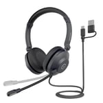 Nuroum HP21 Casque Filaire avec Micro Anti-Bruit, Bouton de Muet, Contrôle du Volume, pour PC/Ordinateur/Smartphone, Bureau/Télétravail/Centre d'Appels/Visioconférence, pour Zoom/Teams/Google Meet