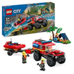 LEGO City 4x4 Fire Engine with Rescue Boat Building Toys for 5 Plus Year Old and