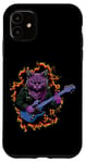 Coque pour iPhone 11 Chat jouant de la guitare mignon Kawaii Cat Guitarist Rock Band