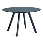 HAY - CPH25 2.0 Table Deep Blue Lacquered Oak Frame Ø120 X H74 Smokey Blue Linoleum Top Deep Blue Lacquered Edge - Spisebord - Ronan & Erwan Bouroullec - Blå - Tre