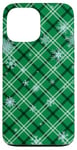 iPhone 13 Pro Max Snowflakes Green Plaid Winter Christmas Pattern Case