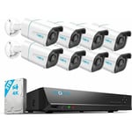 Kit de Vidéosurveillance 4K 8MP Détection Personne et Véhicule Vision Nocturne 30 Mètres,16 Canaux nvr en 3To - Reolink