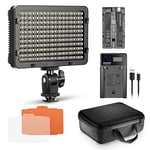 Neewer 176 LED Video Light Lighting Kit: Dimmable 176 LED Panel, with 2200mAh Li-ion Battery, USB Battery Charger and Carrying Case for Product and Portrait Photography