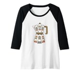 Womens Coffee House in a Stovetop Espresso Maker, Cute Illustration Raglan Baseball Tee