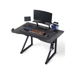 Yaheetech Bureau Gamer Bureau Gaming Ergonomique Table de Jeu pour Ordinatuer PC à Domicile Surface en Fibre de Carbone avec Grand Tapis de Souris