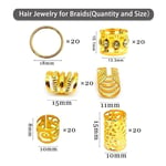 Dreadlock Rings Hollow Dreadlock Jewelry For Hair Braiding Wig Golden PAJ