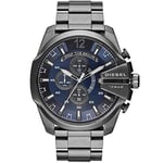 Diesel Watch for Men Mega Chief, Chronograph Movement, 51 mm Gunmetal Stainless Steel Case with a Stainless Steel Strap, DZ4329