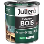 Julien - Peinture Bois Microporeux Extérieur Satin - Portes, fenêtres, portails, mobilier de jardin - Vert Basque 0,5 l