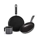 [Amazon Exclusive] Moneta Eden Set de petit-déjeuner (BOLL.10+CREP.25+PAD.18 CM) en aluminium recyclé à latine, 100% Made in Italy