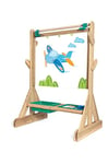 Hape Chevalet Enfant Extérieur en Bois Double Face - Enfant 3 ans Peinture, Dessin - Activité Créative Maternelle - Bac en Plastique, Palettes, Pinces à Papier, Rouleau à Peinture - Cadeau Enfant