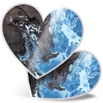 2 x Heart Stickers 15 cm - Black Blue Ink Art Painting Paint #44307