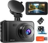 1080P FHD Dash Cam Front & Rear, Night Vision, Loop Recording, 32GB SD Card