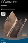 Cellularline Supreme Leather Case, iPhone 11 - Brun