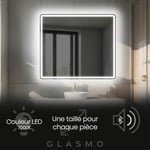Miroir lumineux de salle de bain 120x60 cm Naomi - Horizontal Arrondi Moderne Miroir avec led Illumination - Blanc Froid 7000 k avec Haut Parleur
