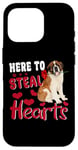 iPhone 16 Pro Here To Steal Hearts Funny St Bernard Dog Valentines Day Case